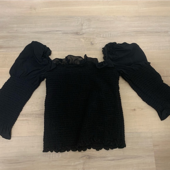 Black Reformation Square Neckline Three-quarter Sleeve Top - Picture 4 of 7